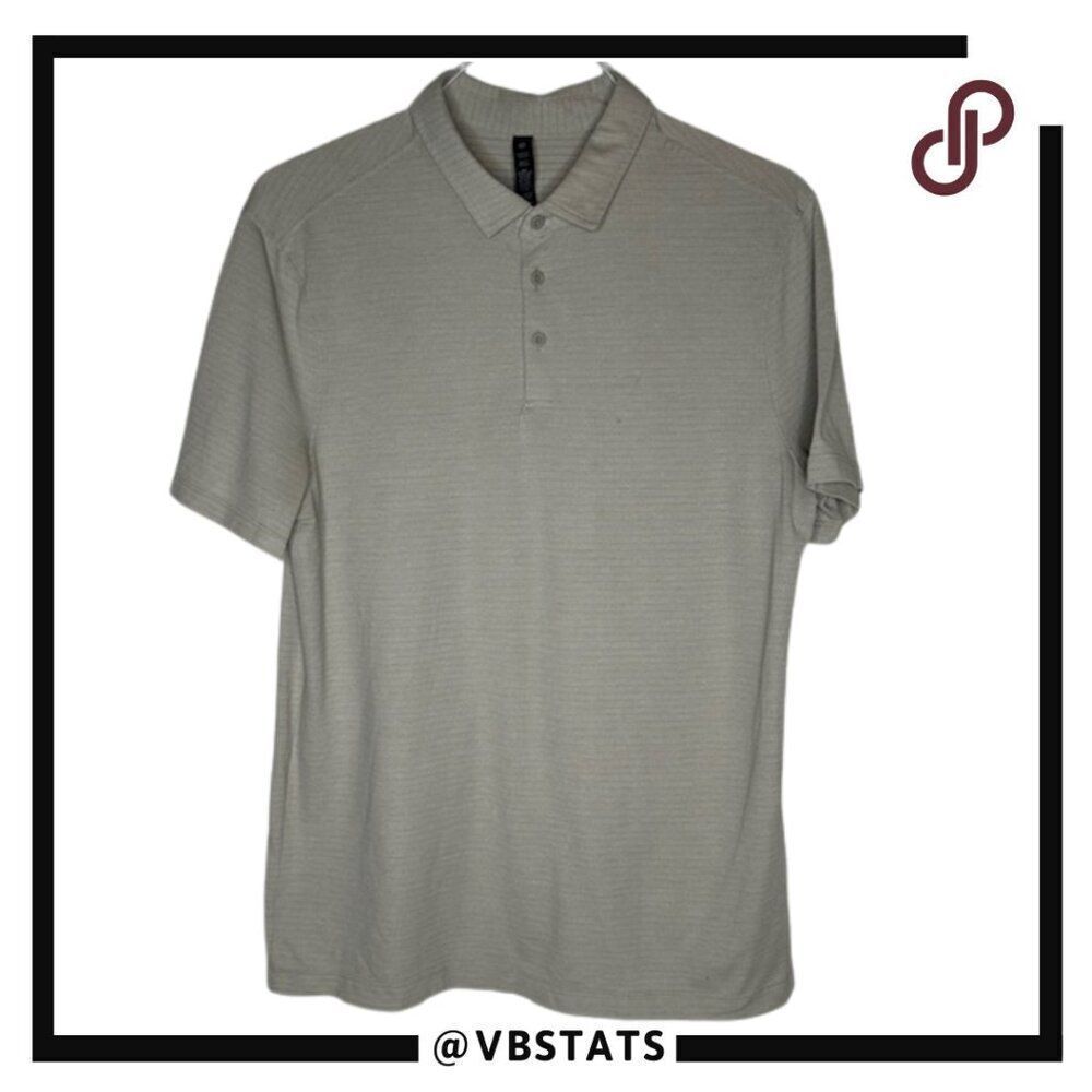 Lululemon Gray with Subtle Stripe Short Sleeve Evolution Polo Shirt Size Large